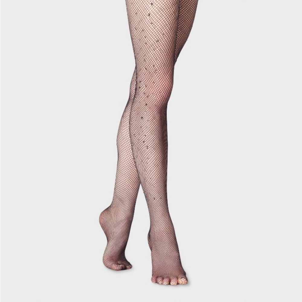 Jewel Fishnet Tights - A New Day - Black S/M M/L L/XL NWT